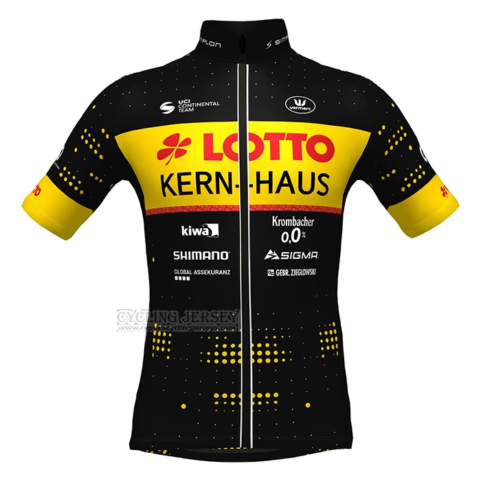 2022 Cycling Jersey Lotto-kern Haus Black Yellow Short Sleeve and Bib Short